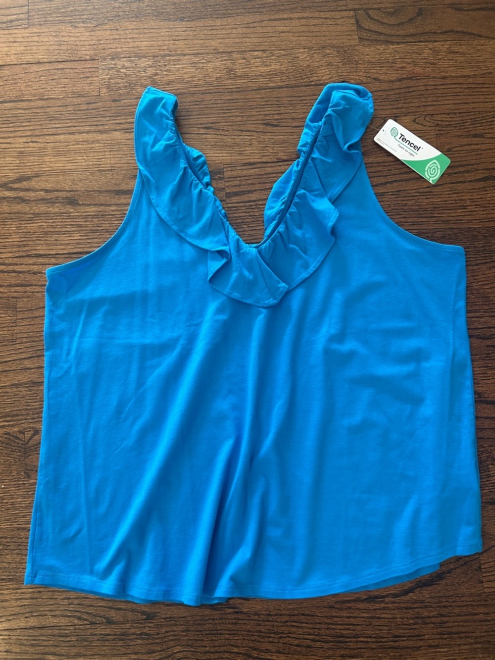 Lands' End Bright Blue Ruffle V-Neck Tank